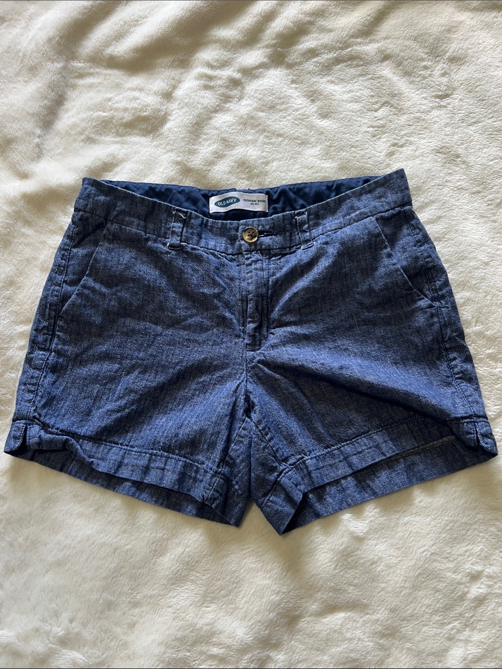 Old Navy Dark Blue Linen-Blend Casual Women's Shorts